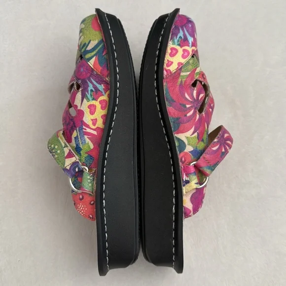 Alegria | Freesia Happy Days Woven Leather Slingback Clogs FRE-525 Floral (38) - Picture 11 of 16